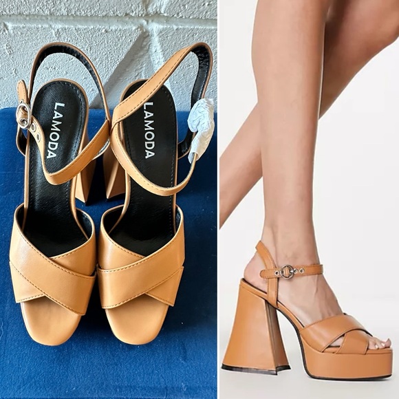 BNIB ASOS Lamoda flared heel platform sandal - Picture 8 of 15